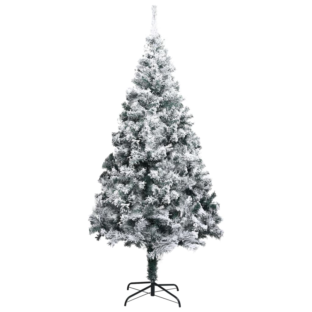 vidaXL Umjetno božićno drvce LED s kuglicama i snijegom zeleno 300 cm