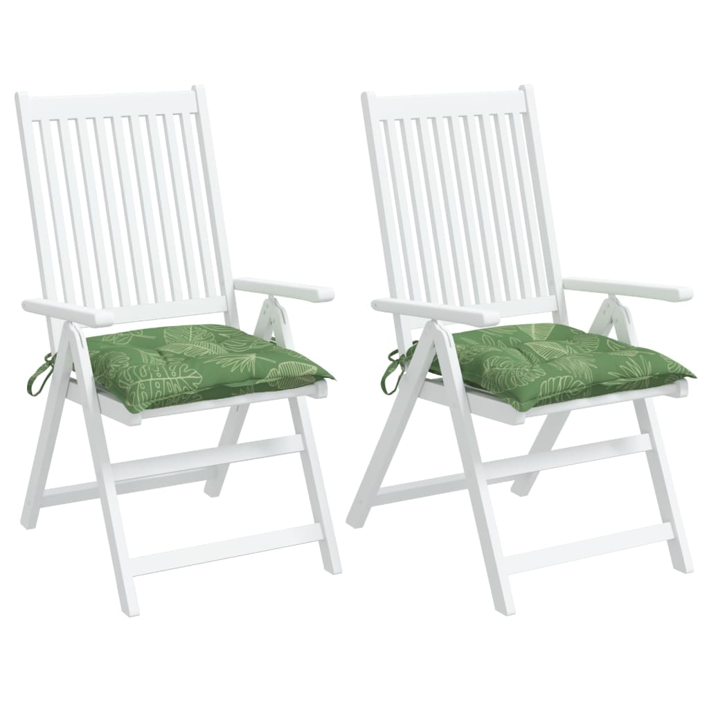 vidaXL Jastuci za stolice 2 kom s uzorkom lišća 40x40x7 cm od tkanine