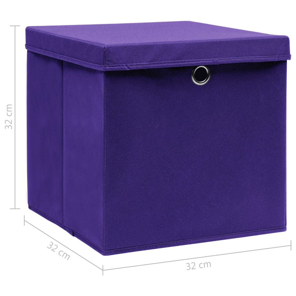vidaXL Kutije za pohranu s poklopcima 4 kom ljubičaste 32 x 32 x 32 cm