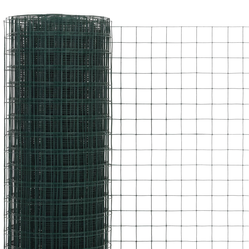 vidaXL Žičana mreža od čelika s PVC oblogom za kokoši 25 x 1,5 m zelena