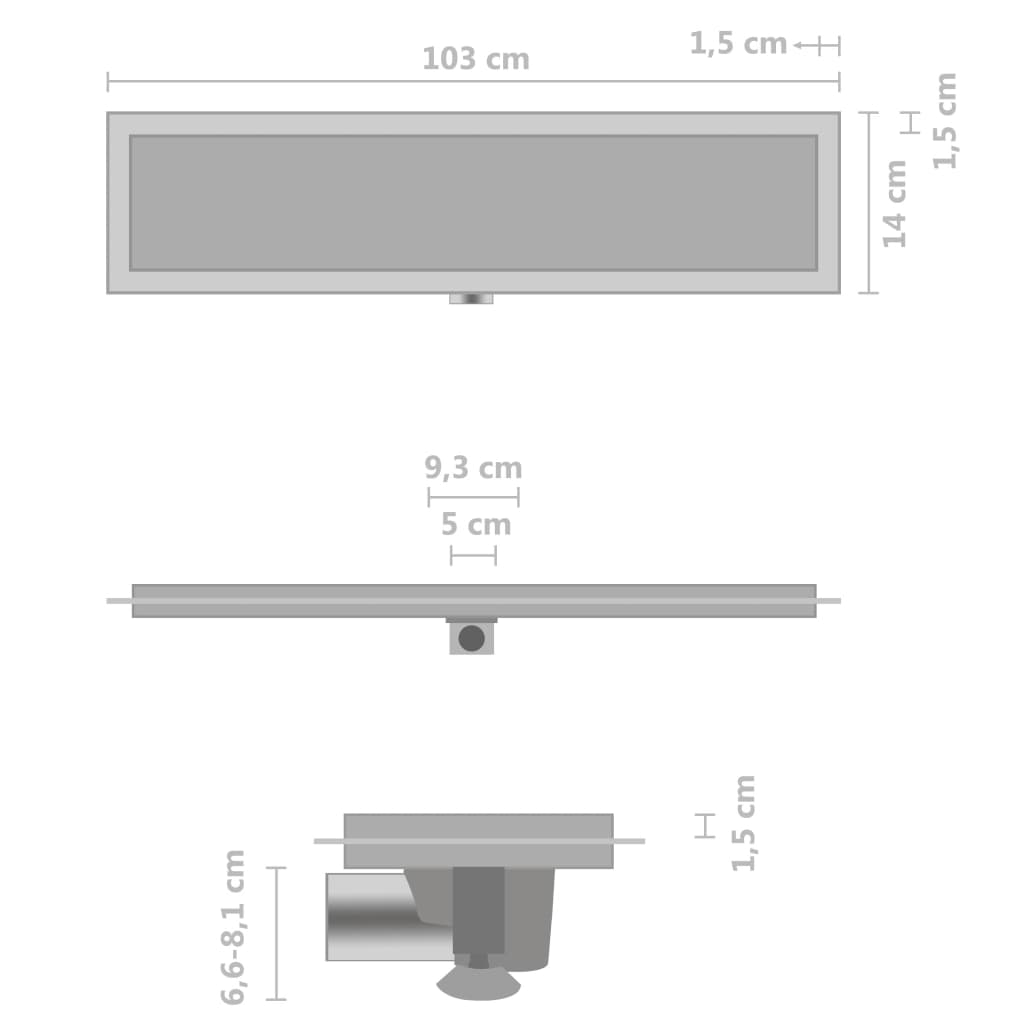 vidaXL Odvod za tuš s poklopcem 2-u-1 103x14 cm od nehrđajućeg čelika