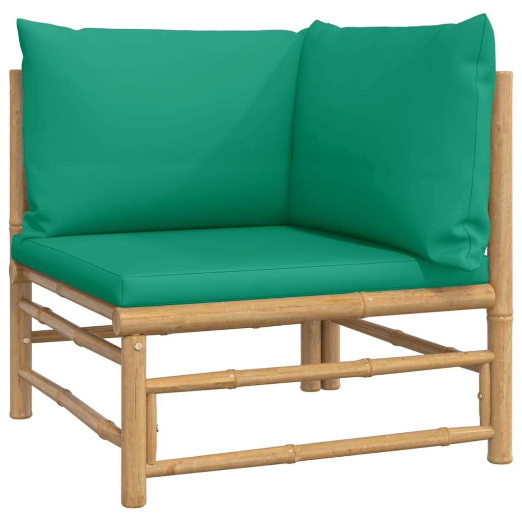 vidaXL 4-dijelna vrtna garnitura od bambusa sa zelenim jastucima