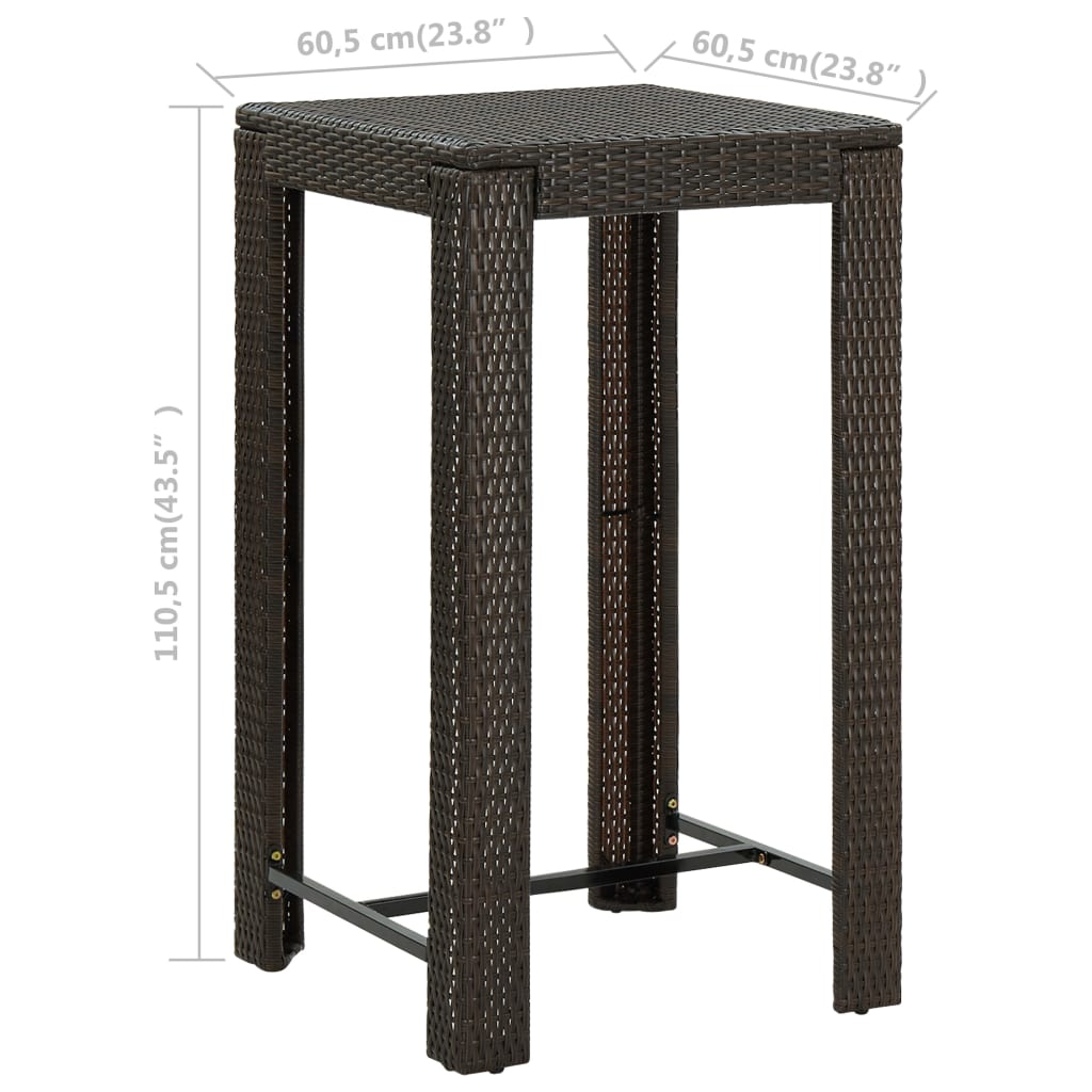 vidaXL Vrtni barski stol smeđi 60,5 x 60,5 x 110,5 cm od poliratana