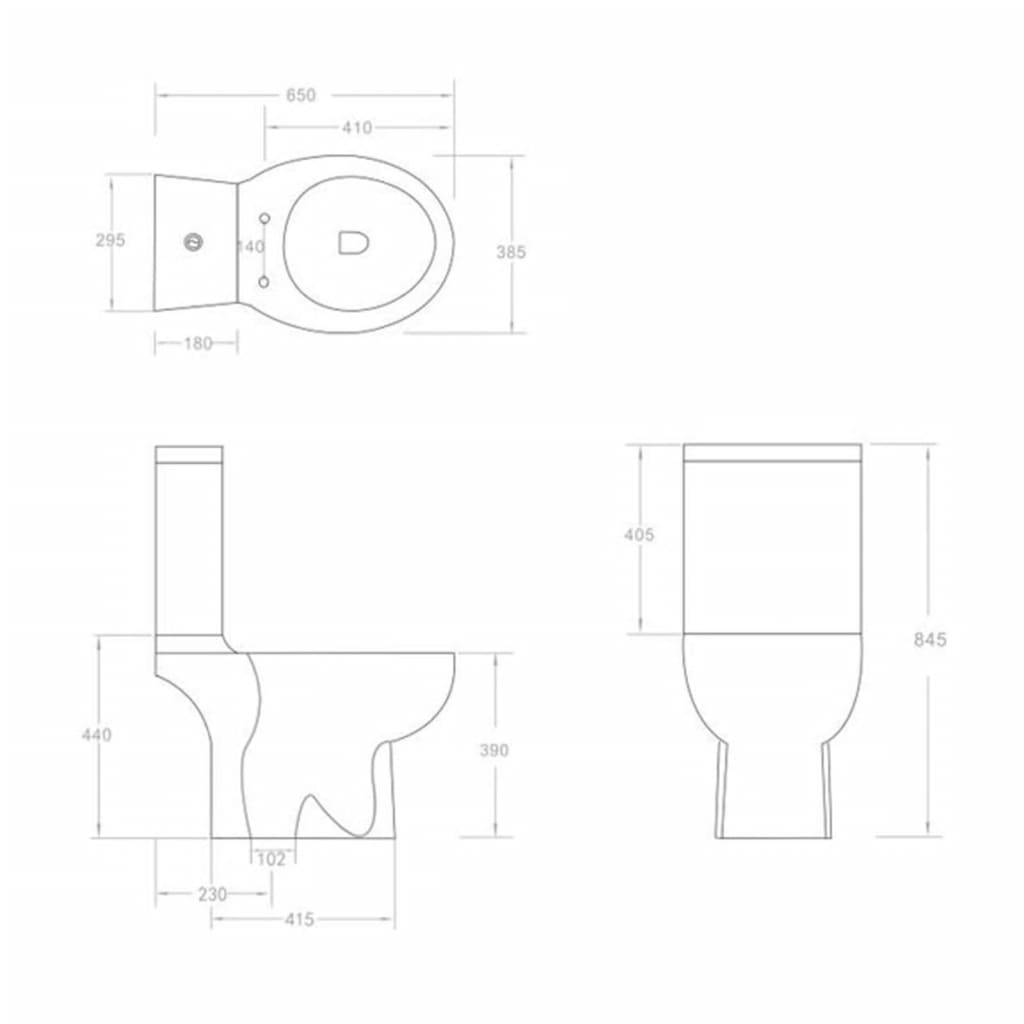 vidaXL Keramička okrugla toaletna školjka s donjim protokom vode crna
