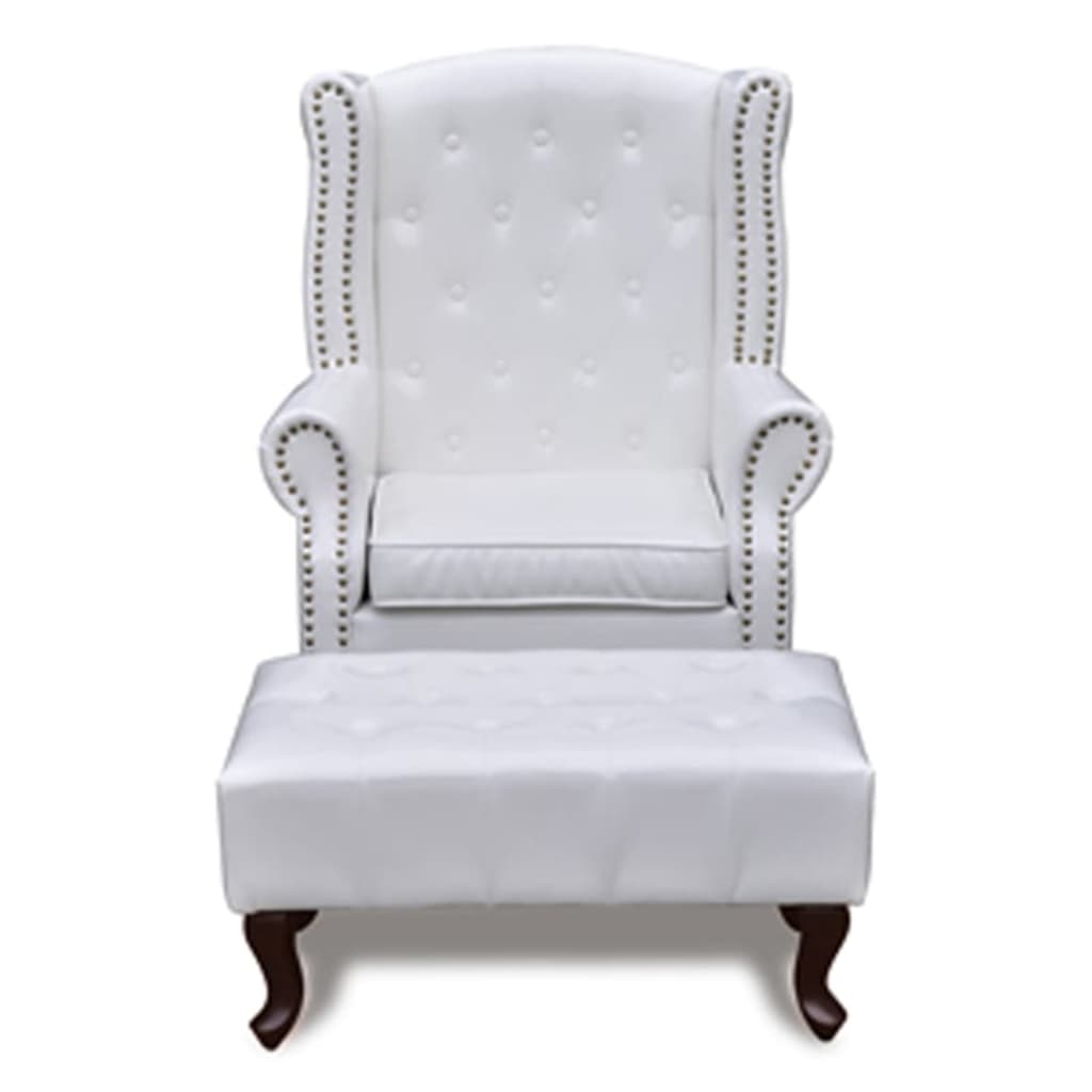 vidaXL Fotelja s otomanom bijela