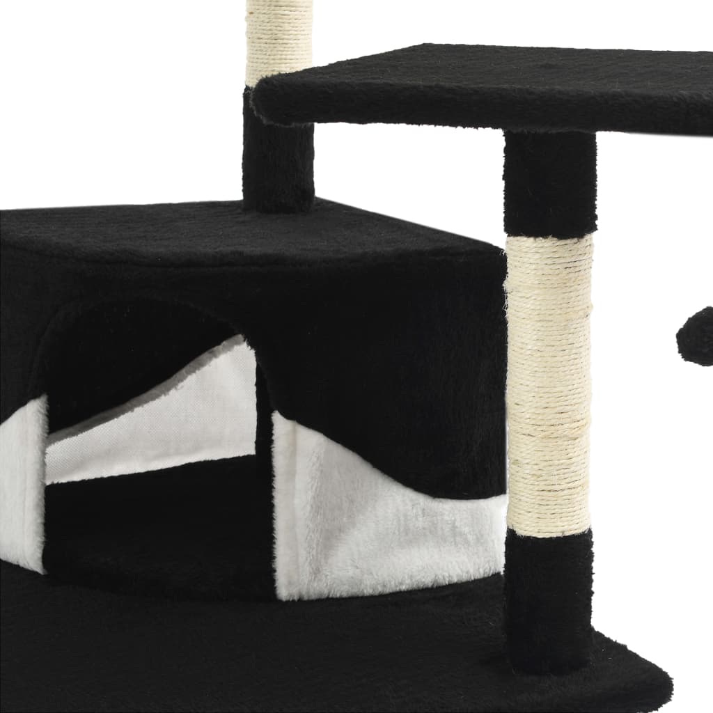 vidaXL Penjalica za mačke sa stupovima za grebanje od sisala 203 cm crna i bijela
