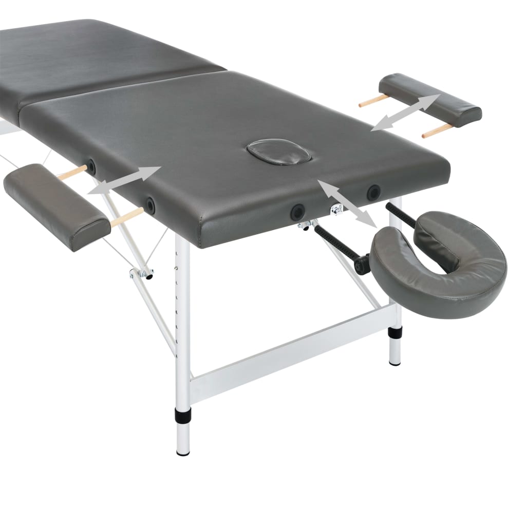 vidaXL Stol za masažu s 2 zone aluminijski okvir antracit 186 x 68 cm