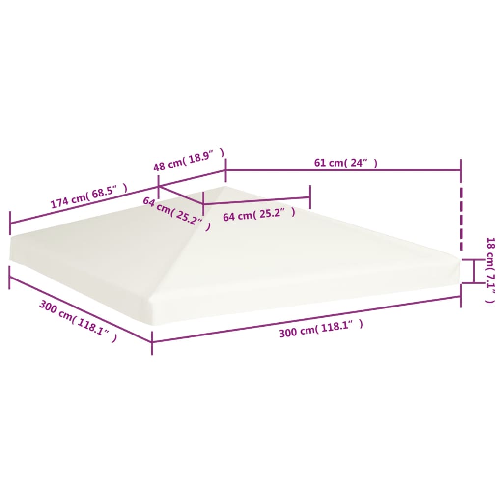 vidaXL Pokrov za sjenicu 310 g/m² 3 x 3 m krem-bijeli