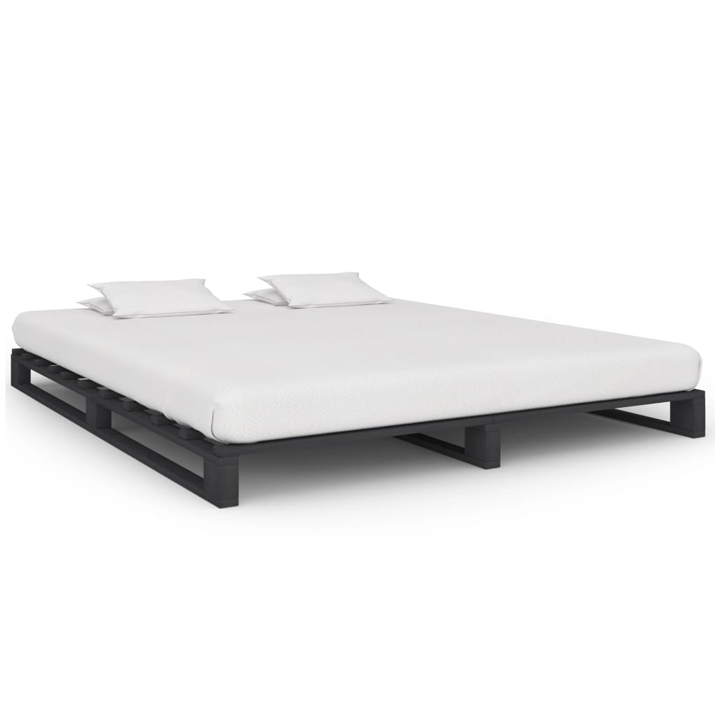 vidaXL Okvir za krevet od paleta od masivne borovine sivi 200 x 200 cm