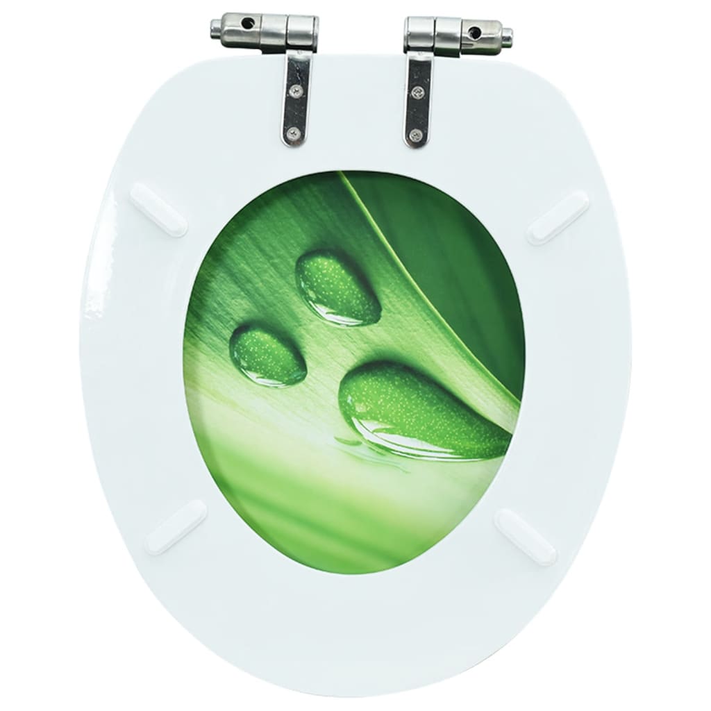 vidaXL Toaletna daska s mekim zatvaranjem MDF zelena s uzorkom kapi