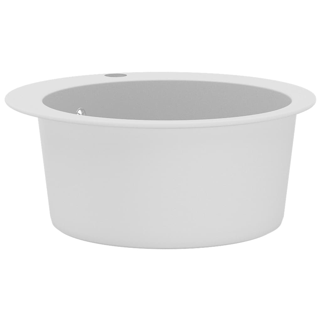 vidaXL Granitni kuhinjski sudoper s jednom kadicom okrugli bijeli