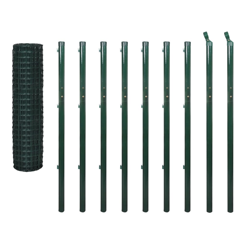 vidaXL Euro ograda 10 x 1,7 m čelična zelena