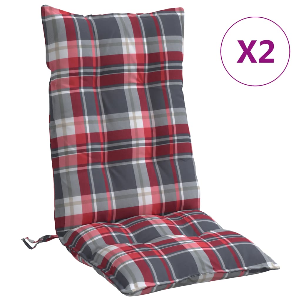 vidaXL Jastuci za stolicu visoki naslon 2 kom crveni karirani tkanina
