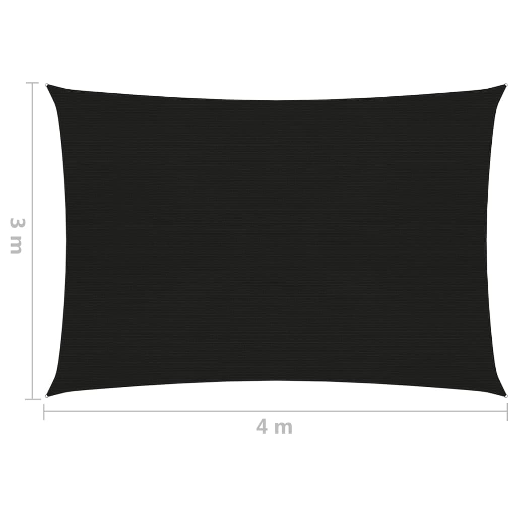 vidaXL Jedro za zaštitu od sunca 160 g/m² crno 3 x 4 m HDPE