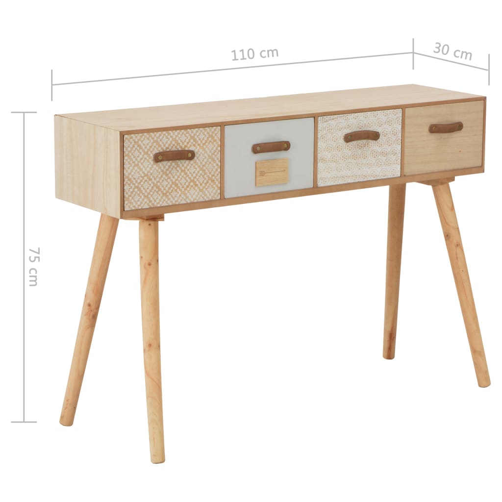 vidaXL Konzolni stol s 4 ladice 110 x 30 x 75 cm od masivne borovine