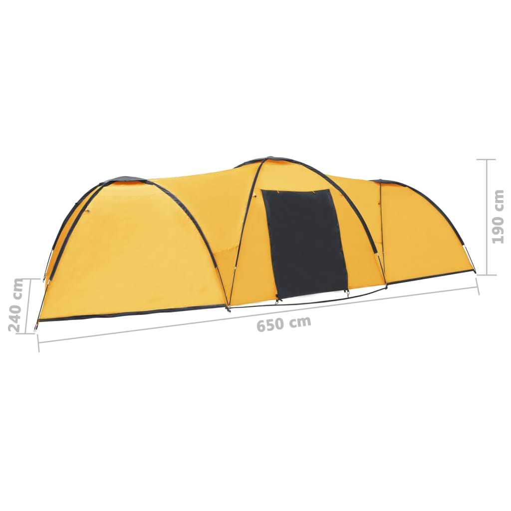 vidaXL Iglu šator za kampiranje 650 x 240 x 190 cm za 8 osoba žuti