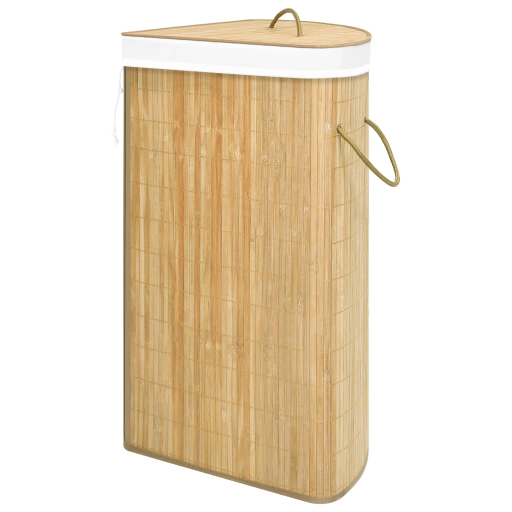 vidaXL Kutna košara za rublje od bambusa 60 L