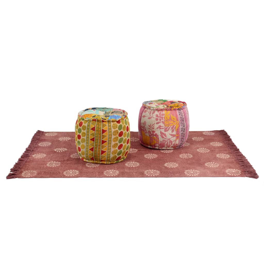 vidaXL 3-dijelni set tabure i tepiha od tkanine s uzorkom patchwork