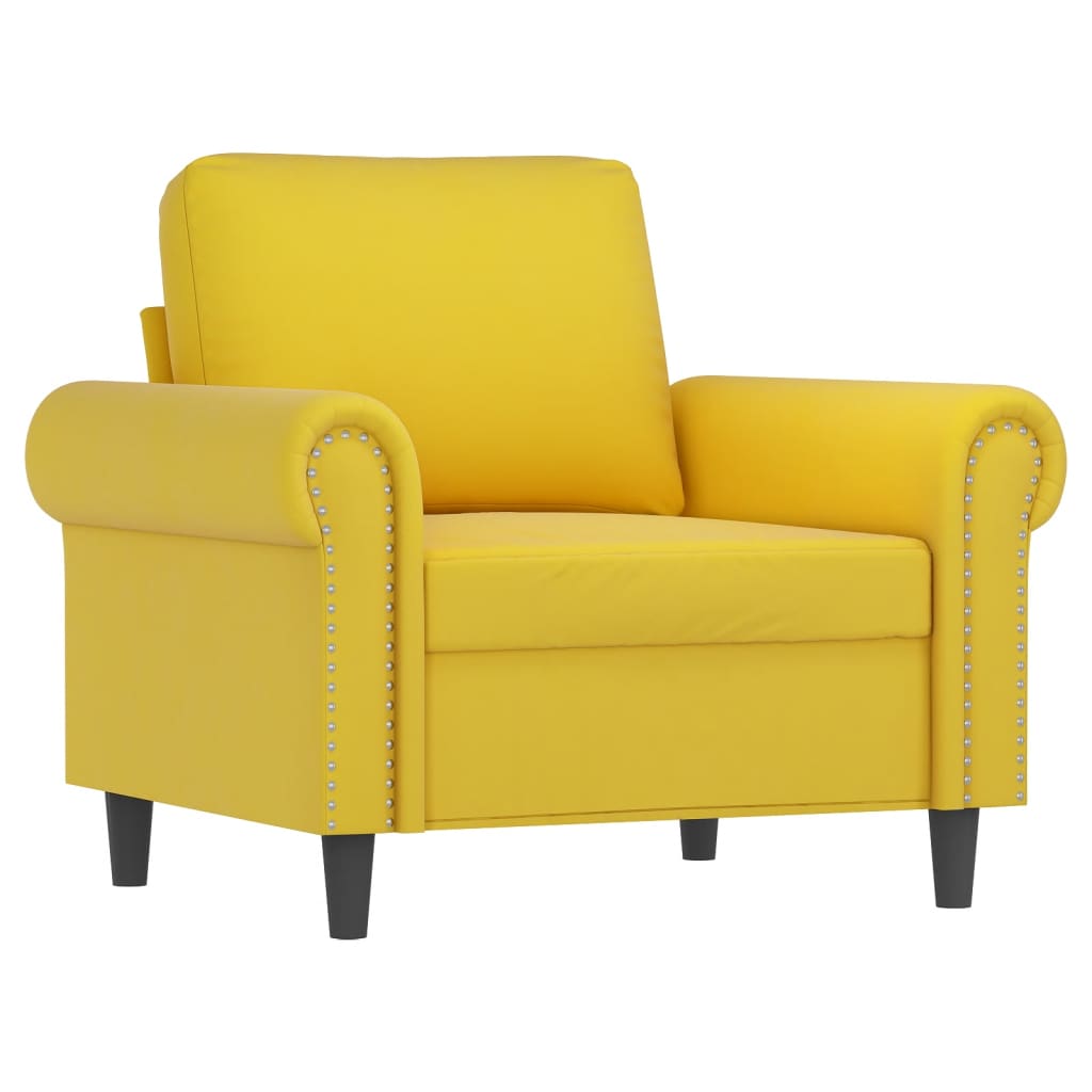 vidaXL 3-dijelni set sofa s jastucima žuti baršunasti