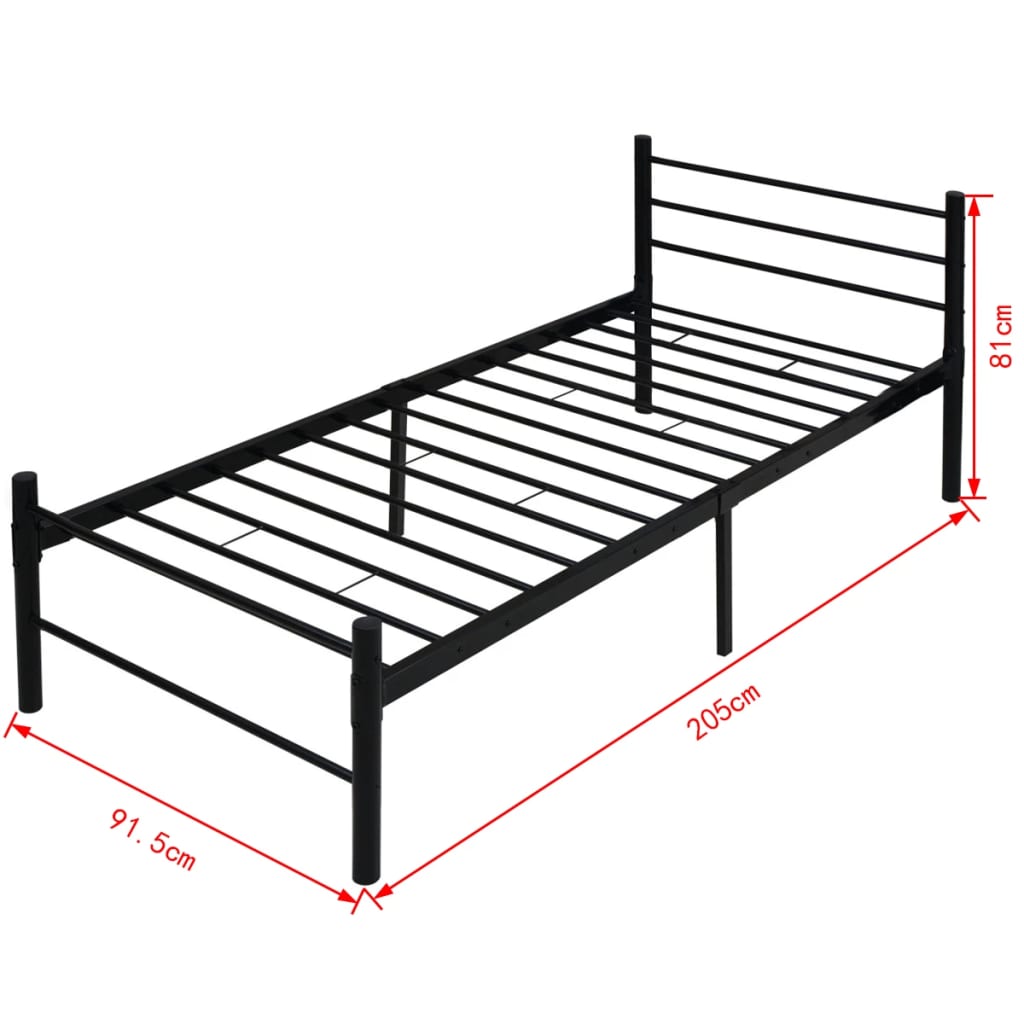 vidaXL Okvir za krevet metalni crni 90 x 200 cm