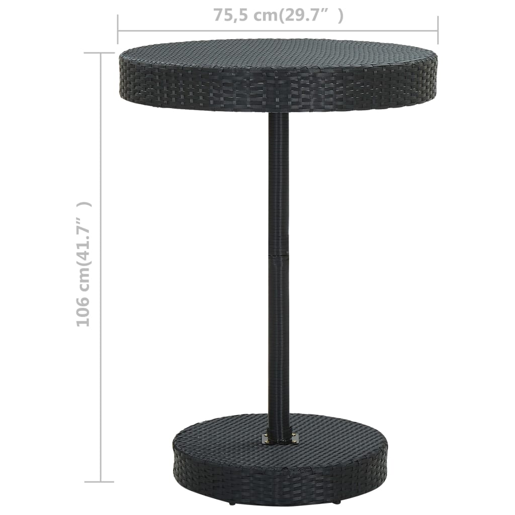 vidaXL Vrtni stol crni 75,5 x 106 cm od poliratana