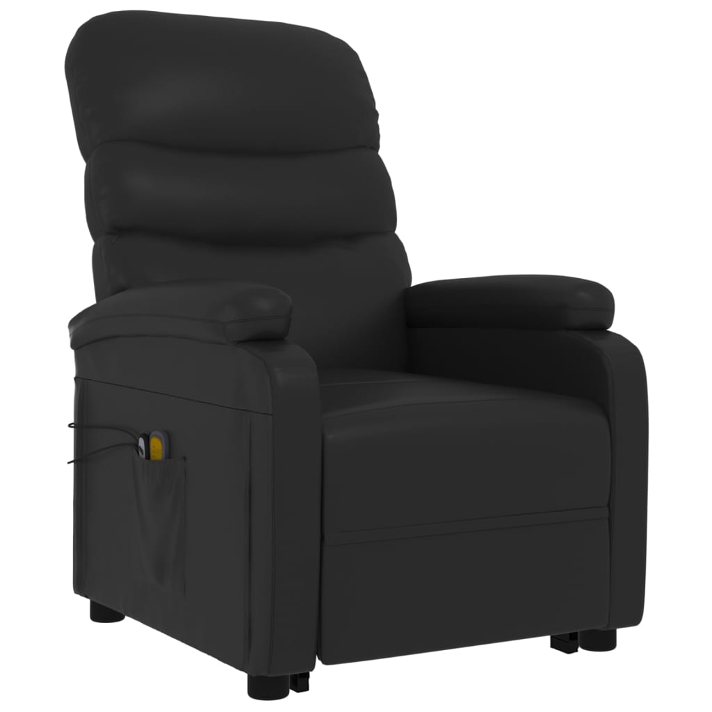 vidaXL Masažna fotelja na podizanje od umjetne kože crna