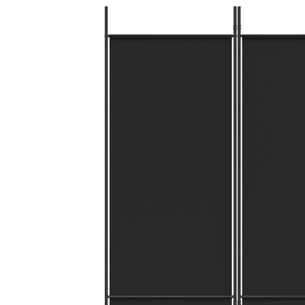vidaXL Sobna pregrada s 4 panela crna 200 x 220 cm od tkanine