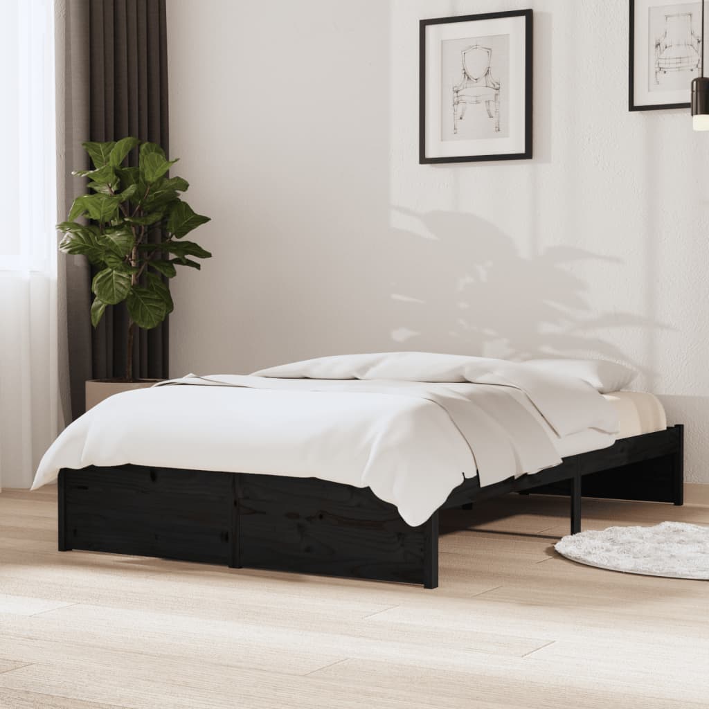 vidaXL Okvir za krevet crni masivno drvo 120 x 190 cm mali bračni