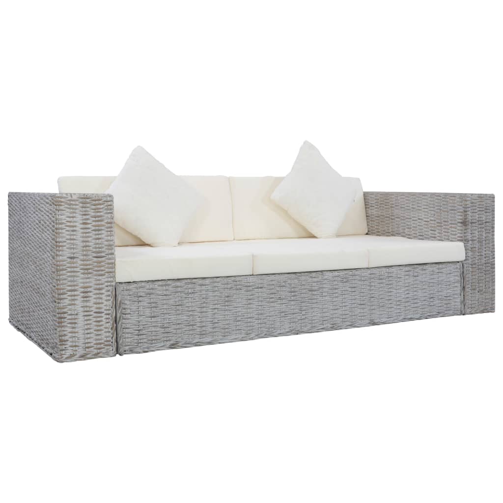 vidaXL 2-dijelni set sofa od prirodnog ratana s jastucima sivi