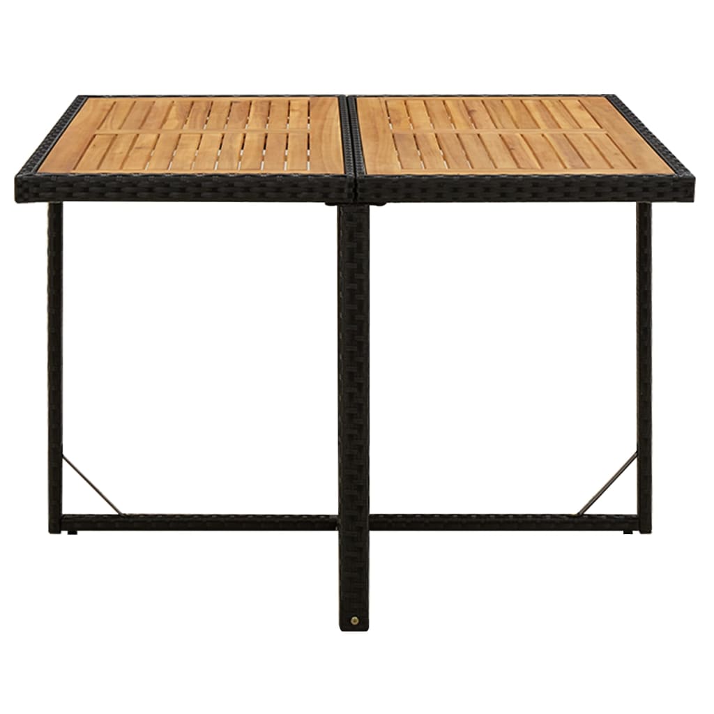 vidaXL Vrtni stol crni 109 x 107 x 74 cm od poliratana i drva bagrema