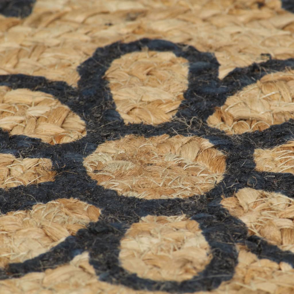 vidaXL Ručno rađeni tepih od jute s tamnoplavim uzorkom 150 cm