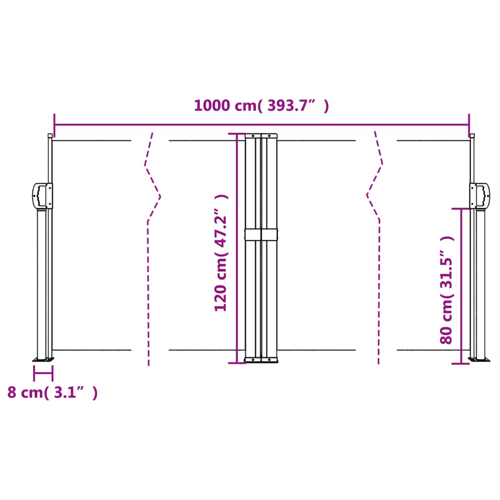 vidaXL Uvlačiva bočna tenda 120 x 1000 cm antracit