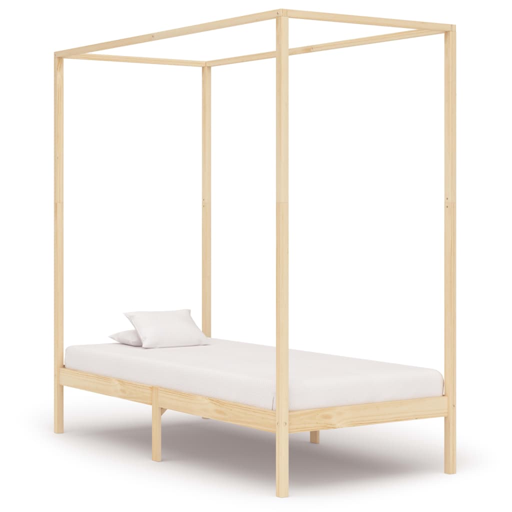 vidaXL Okvir za krevet s baldahinom od masivne borovine 90 x 200 cm