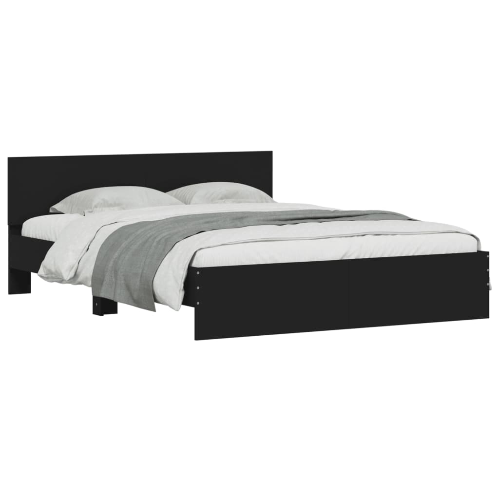 vidaXL Okvir za krevet s uzglavljem i LED crni 150x200 cm