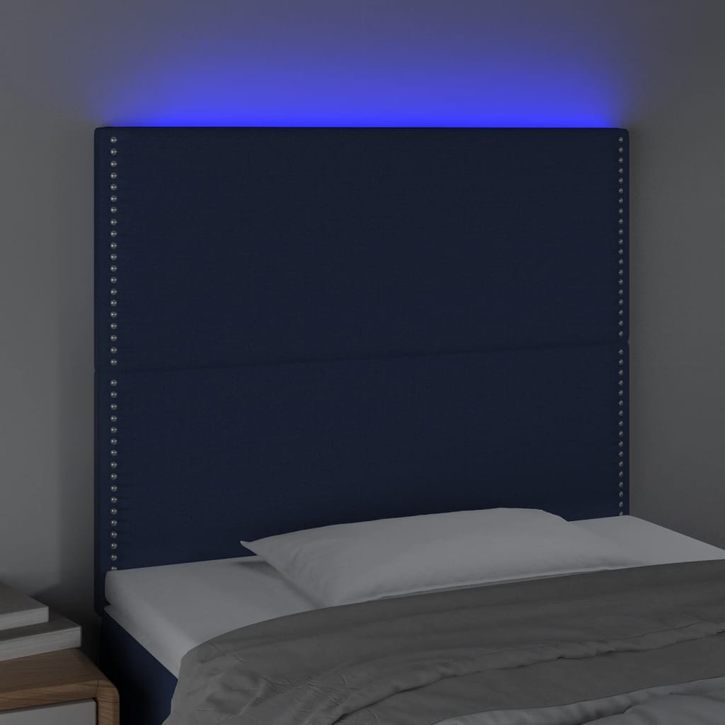 vidaXL LED uzglavlje plavo 100x5x118/128 cm od tkanine
