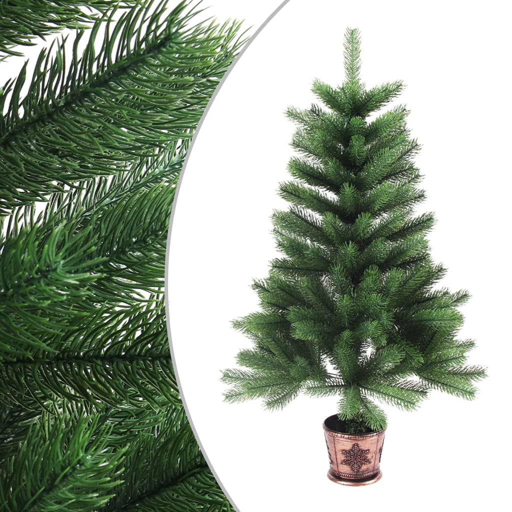 vidaXL Umjetno osvijetljeno božićno drvce s kuglicama 65 cm zeleno