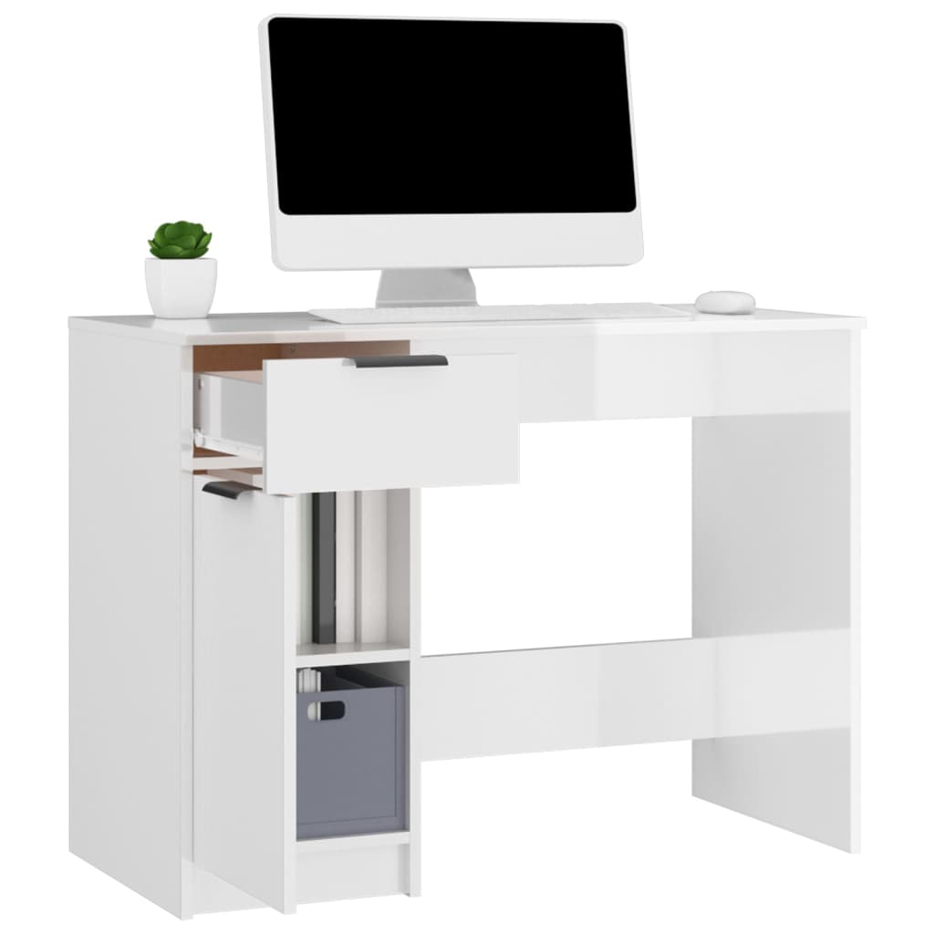 vidaXL Radni stol visoki sjaj bijeli 100x50x75 cm konstruirano drvo