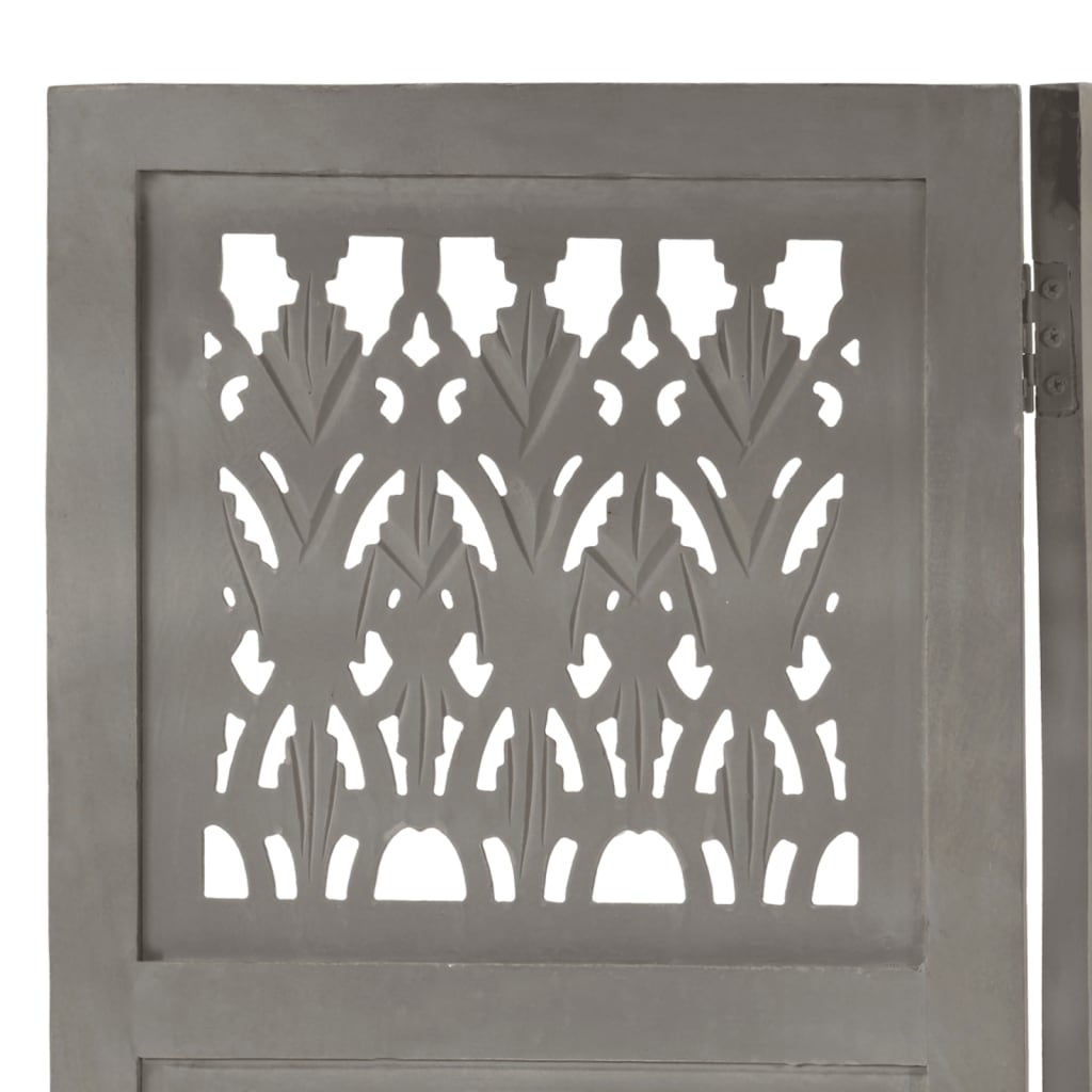 vidaXL Sobna pregrada s 5 panela siva 200 x 165 cm masivno drvo manga