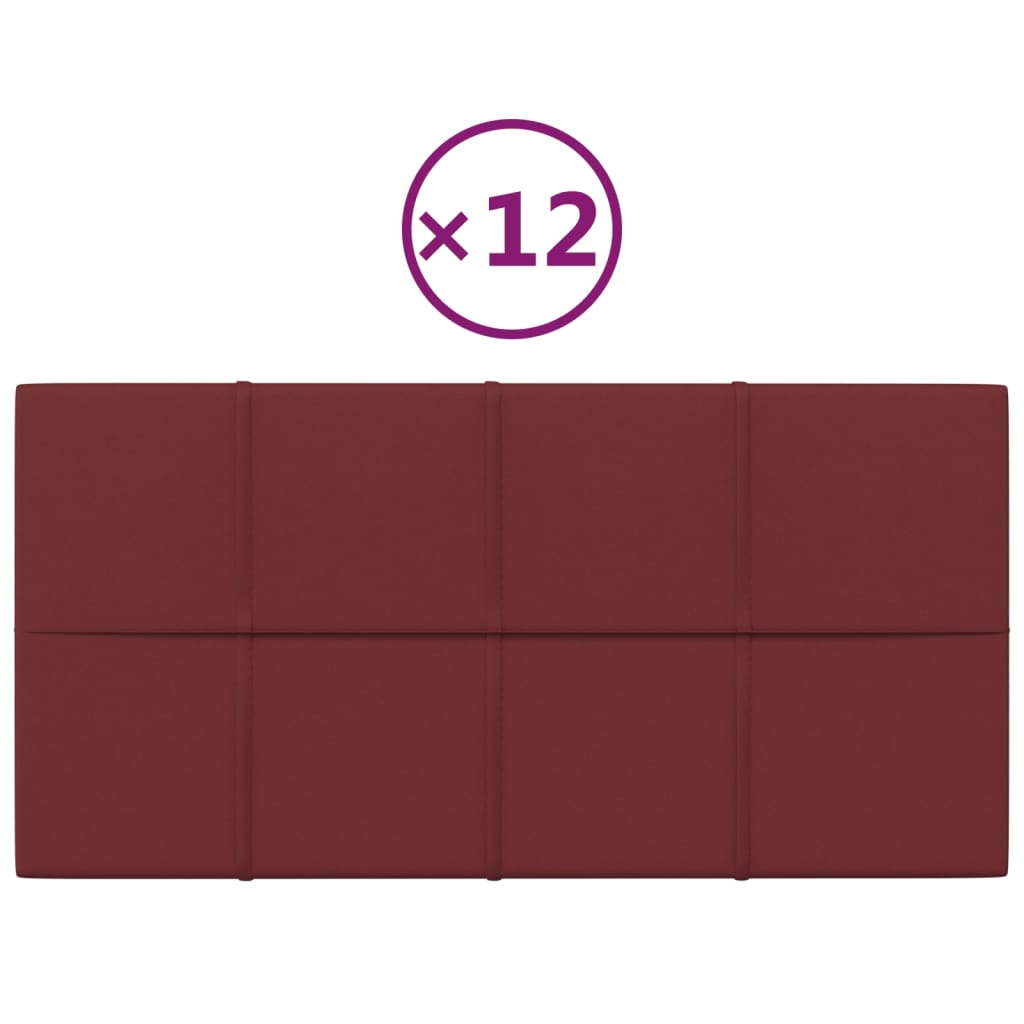 vidaXL Zidne ploče od tkanine 12 kom boja vina 60 x 30 cm 2,16 m²