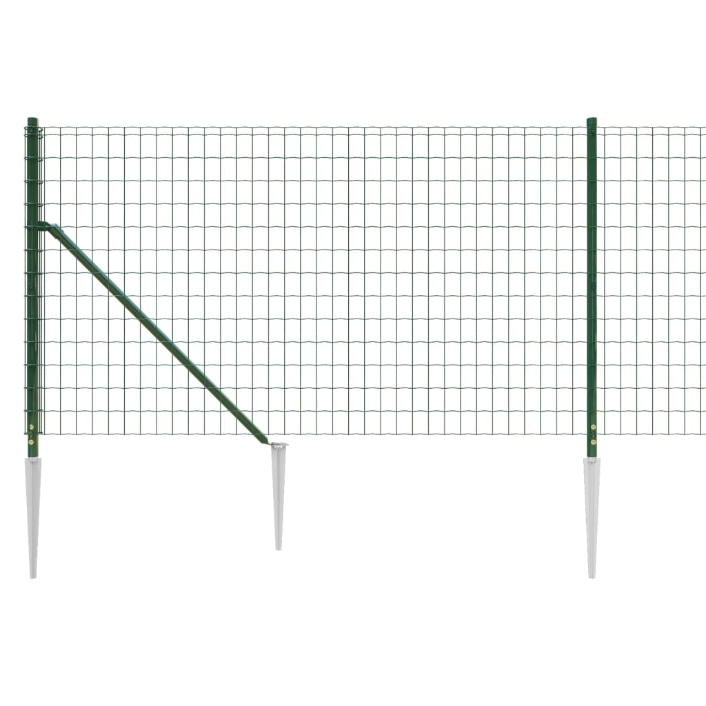 vidaXL Ograda od žičane mreže sa šiljastim držačima zelena 0,8 x 10 m
