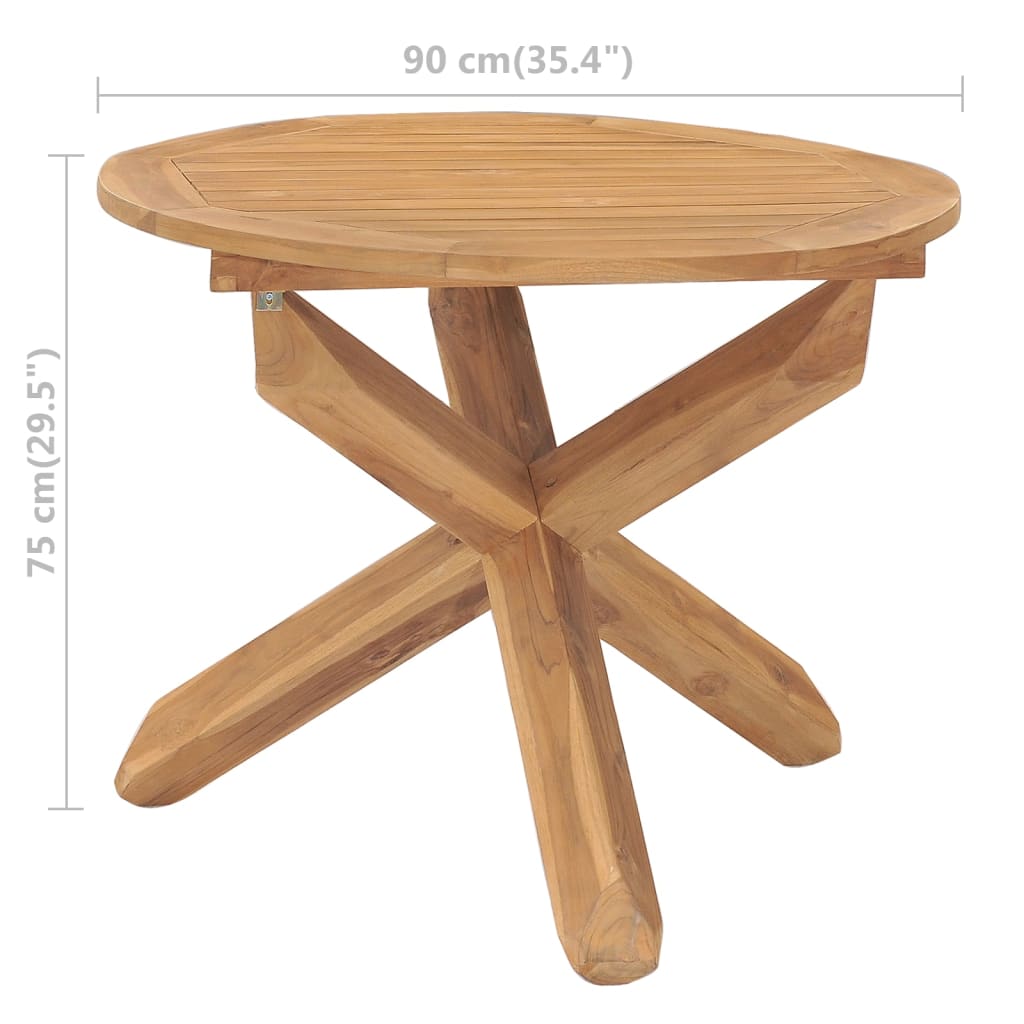 vidaXL Vrtni blagovaonski stol Ø 90 x 75 cm od masivne tikovine
