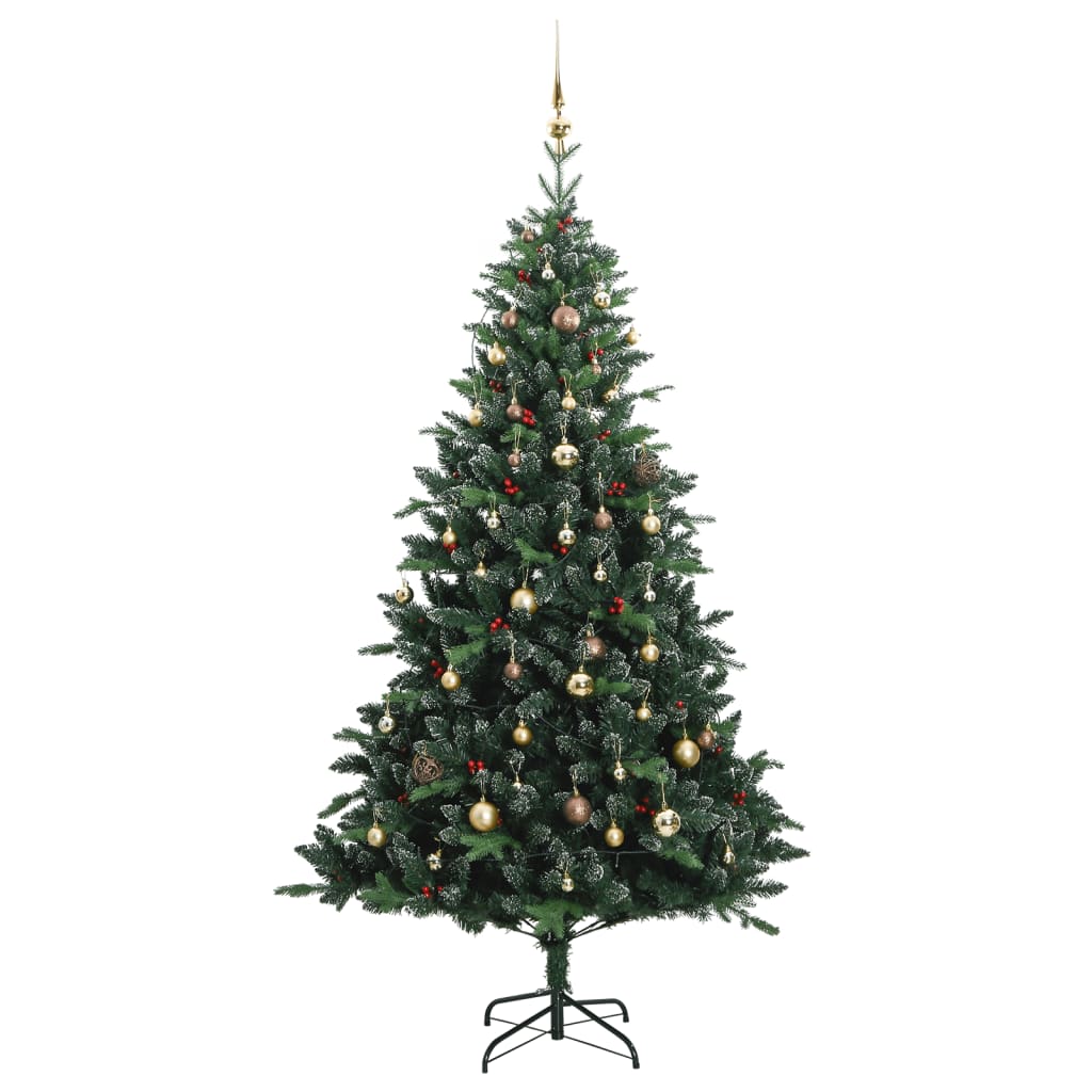 vidaXL Umjetno božićno drvce 300 LED sa šarkama i kuglicama 210 cm