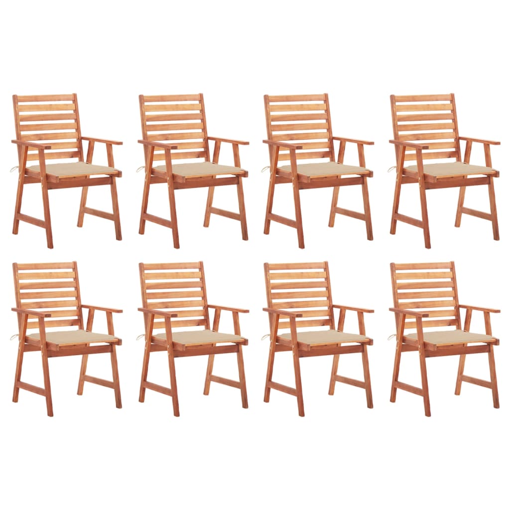 vidaXL Vrtne blagovaonske stolice s jastucima 8 kom od bagremovog drva