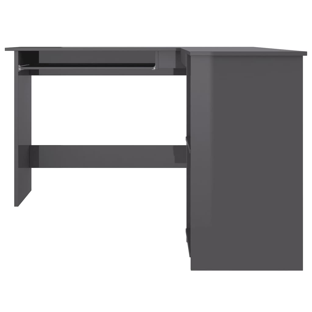 vidaXL Kutni radni stol visoki sjaj sivi 120 x 140 x 75 cm od iverice