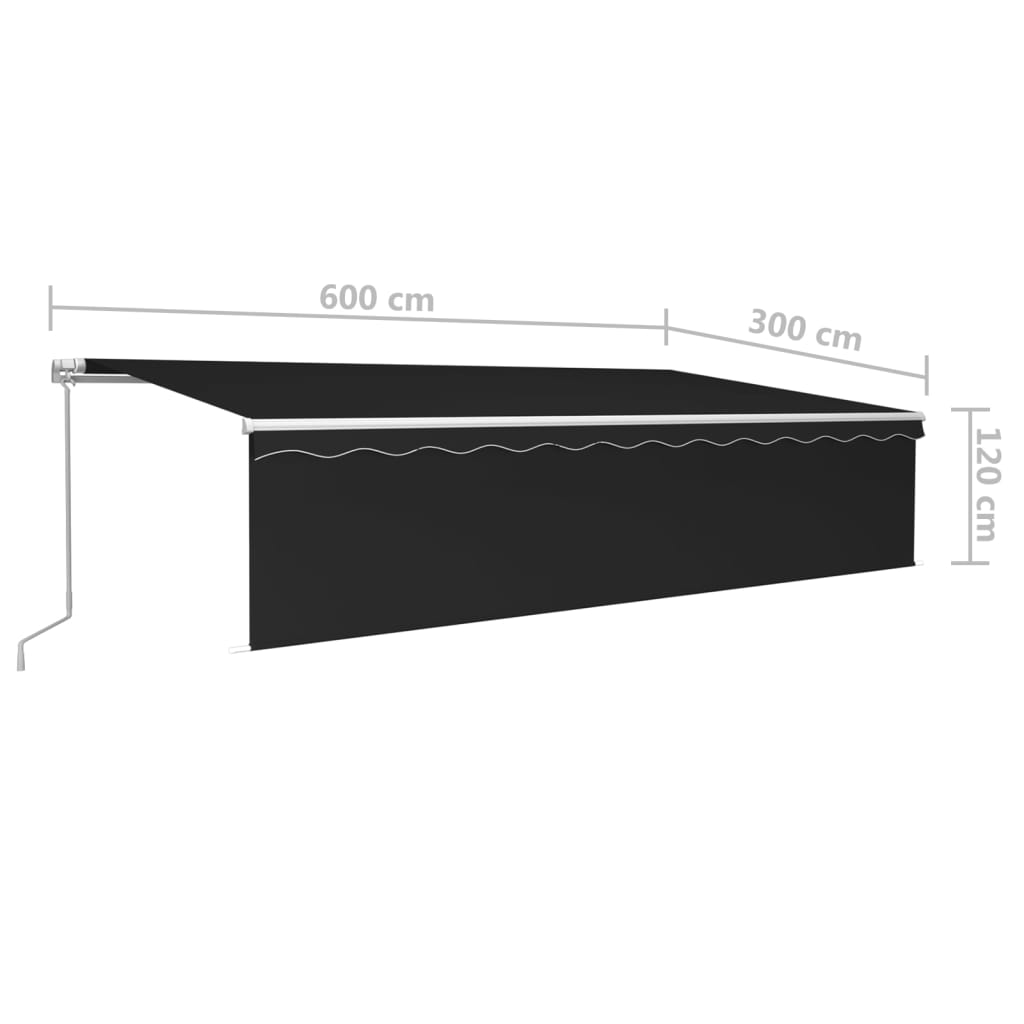 vidaXL Tenda na ručno uvlačenje s roletom 6 x 3 m antracit