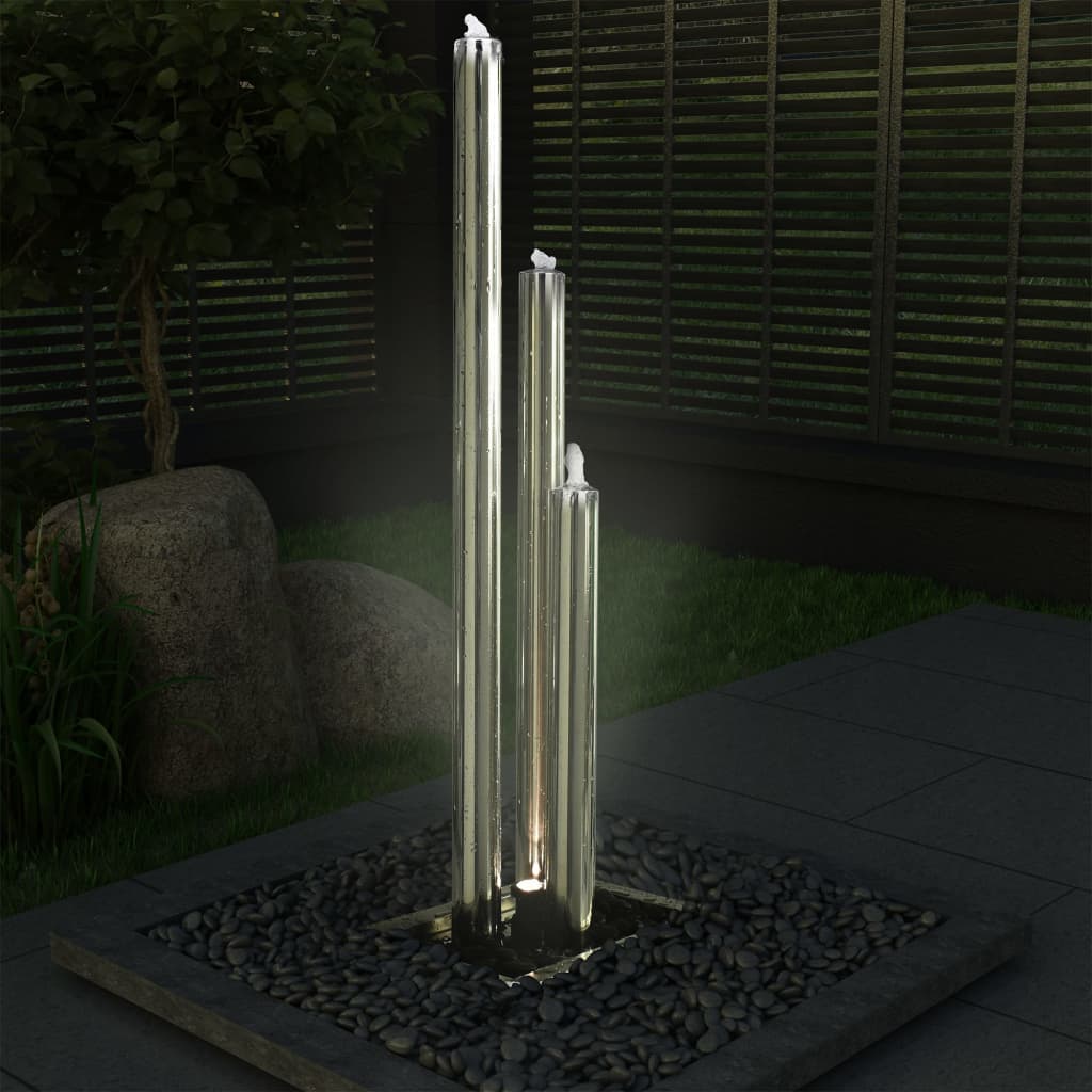 vidaXL Vrtna fontana srebrna 48 x 34 x 153 cm od nehrđajućeg čelika