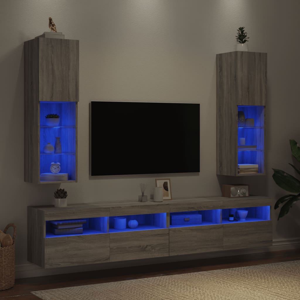 vidaXL TV ormarići s LED svjetlima 2 kom boja hrasta 30,5x30x102 cm