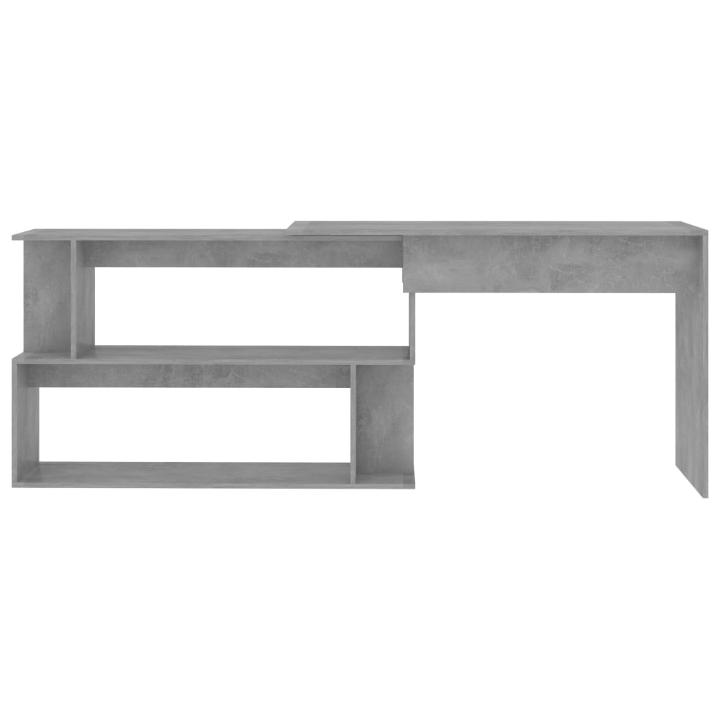 vidaXL Kutni radni stol boja betona 200x50x76 cm od konstruiranog drva
