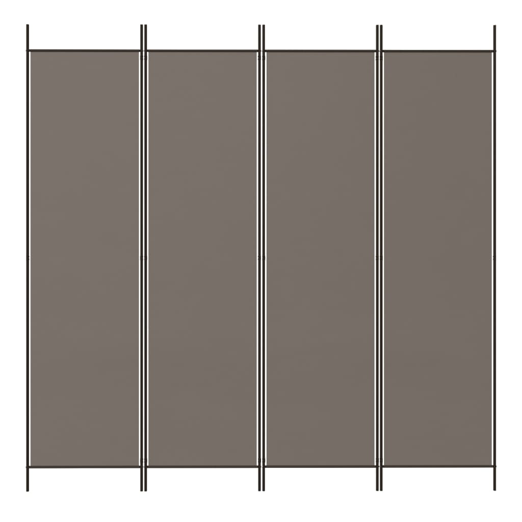 vidaXL Sobna pregrada s 4 panela antracit 200 x 220 cm od tkanine