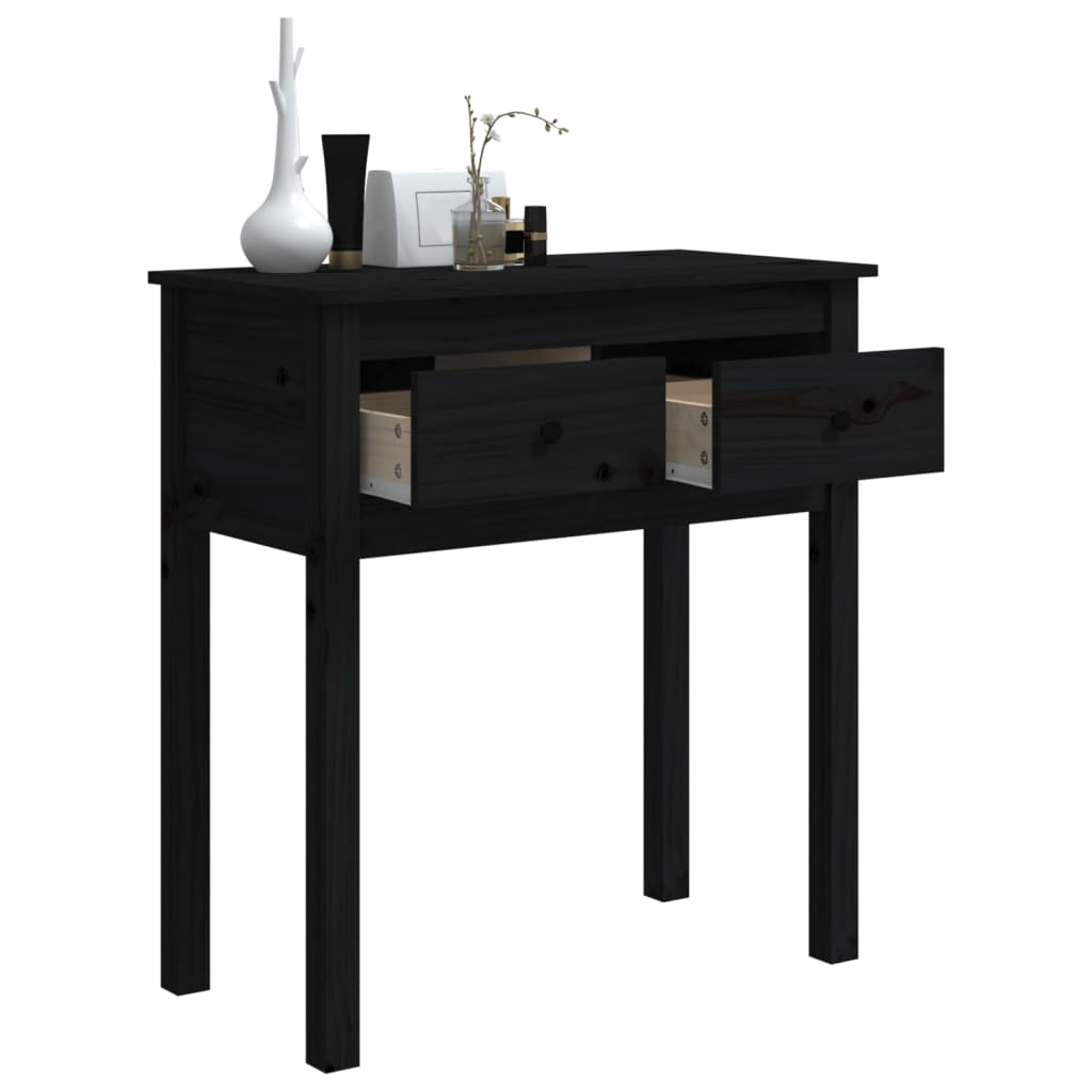 vidaXL Konzolni stol crni 70 x 35 x 75 cm od masivne borovine